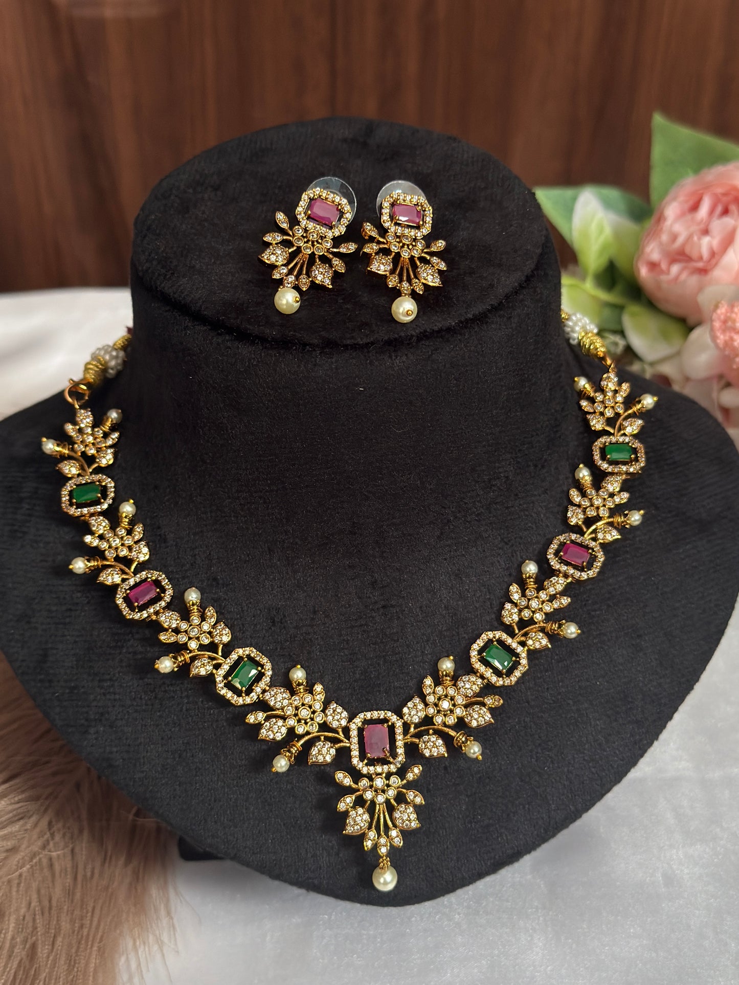 Multi colour White pearl AD Necklace DIA37