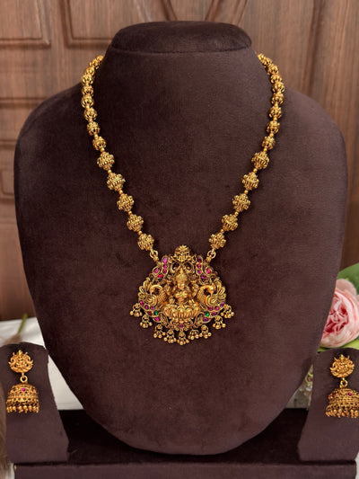 Lakshmi With Peacock Design Pendent Mid Haram MID15