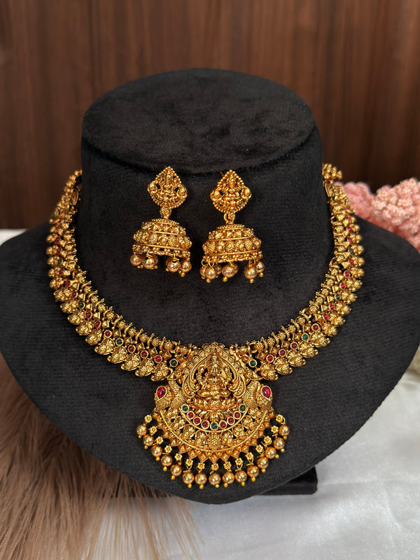 Lakshmi Devi With Peacock Necklace NE74