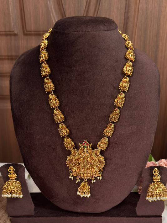 Lakshmi with Elephant Pearl Long Haram
