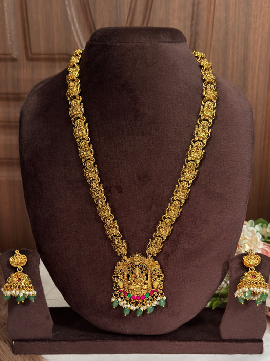 Lakshmi Multi Pearl & Green Beads Long Chain L32