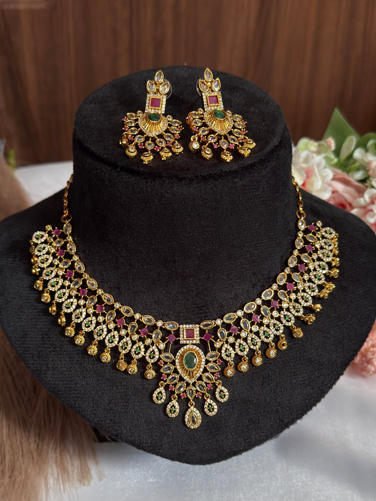 Ruby AD with Green and White Gems NE104