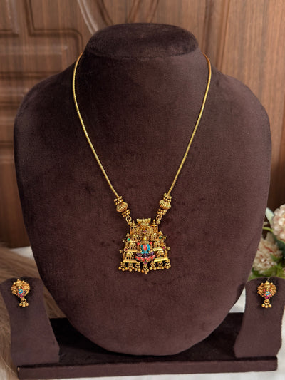 Blue Lakshmi and Elephant Gopuram Short Chain SC48