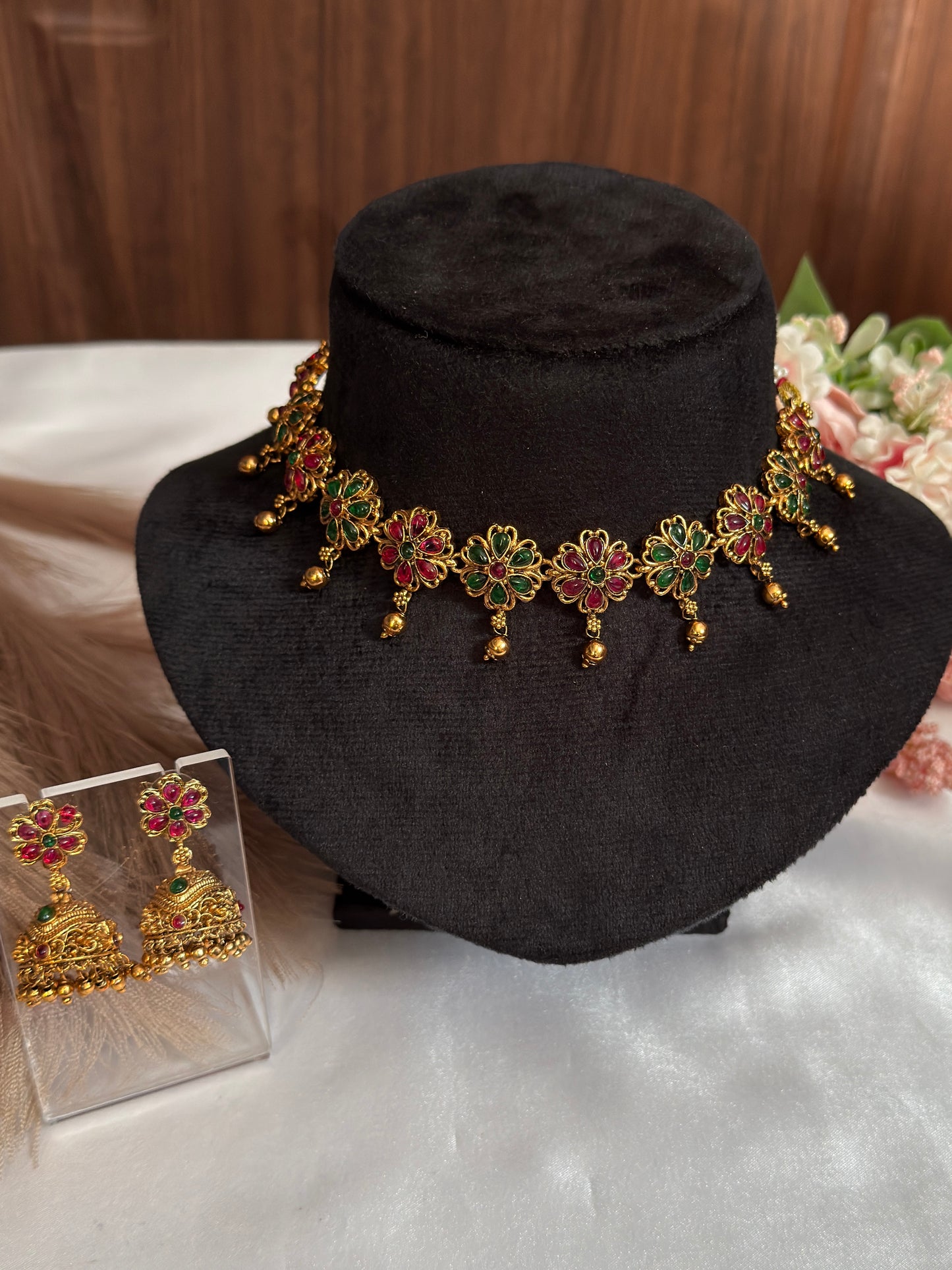 Floral Multi with Gold Beads