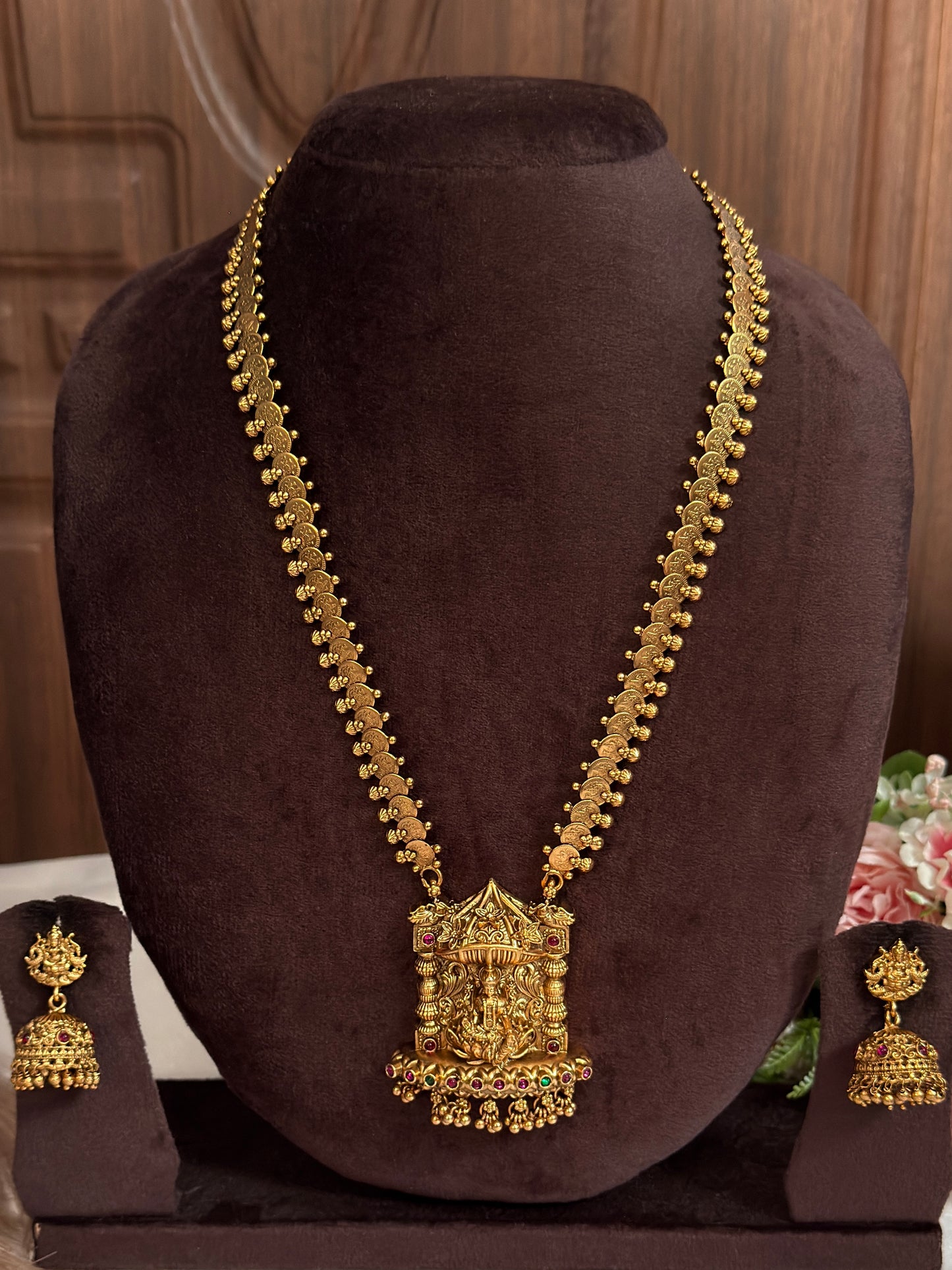 Premium Coin Long Haram with Lakshmi Gold Beads