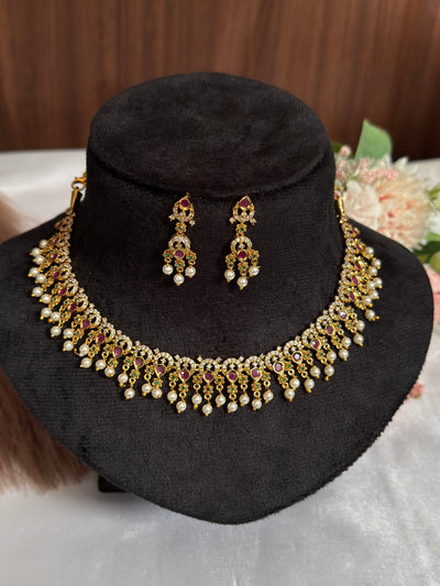 Non Idol Ruby Pearl Necklace NE107