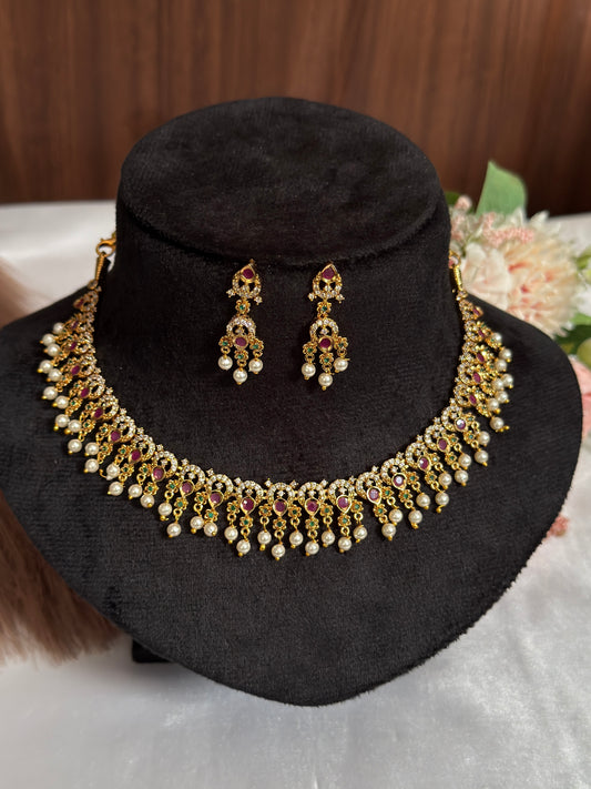Non Idol Ruby Pearl Necklace NE107