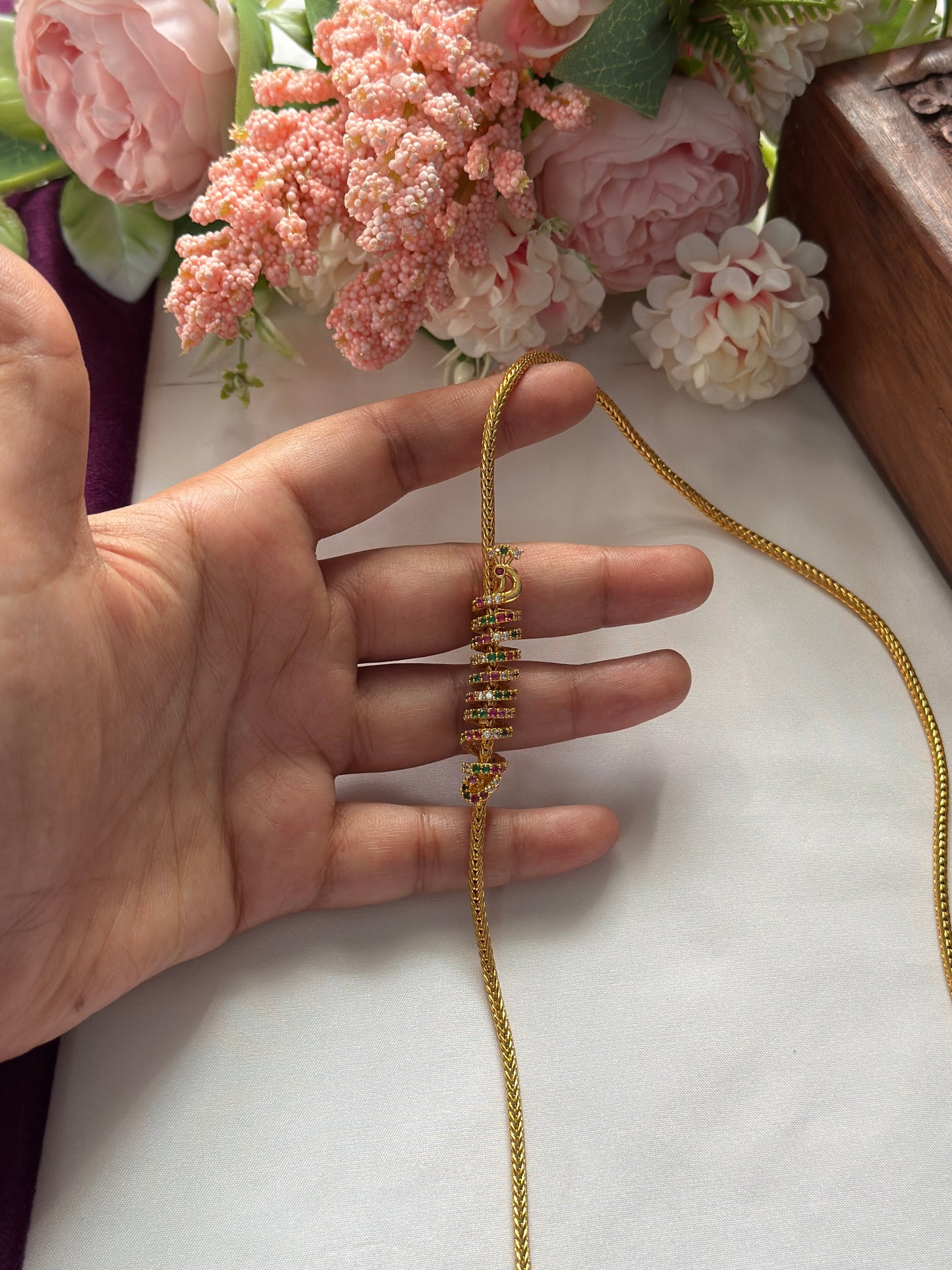 Spiral Peacock Mugappu Chain