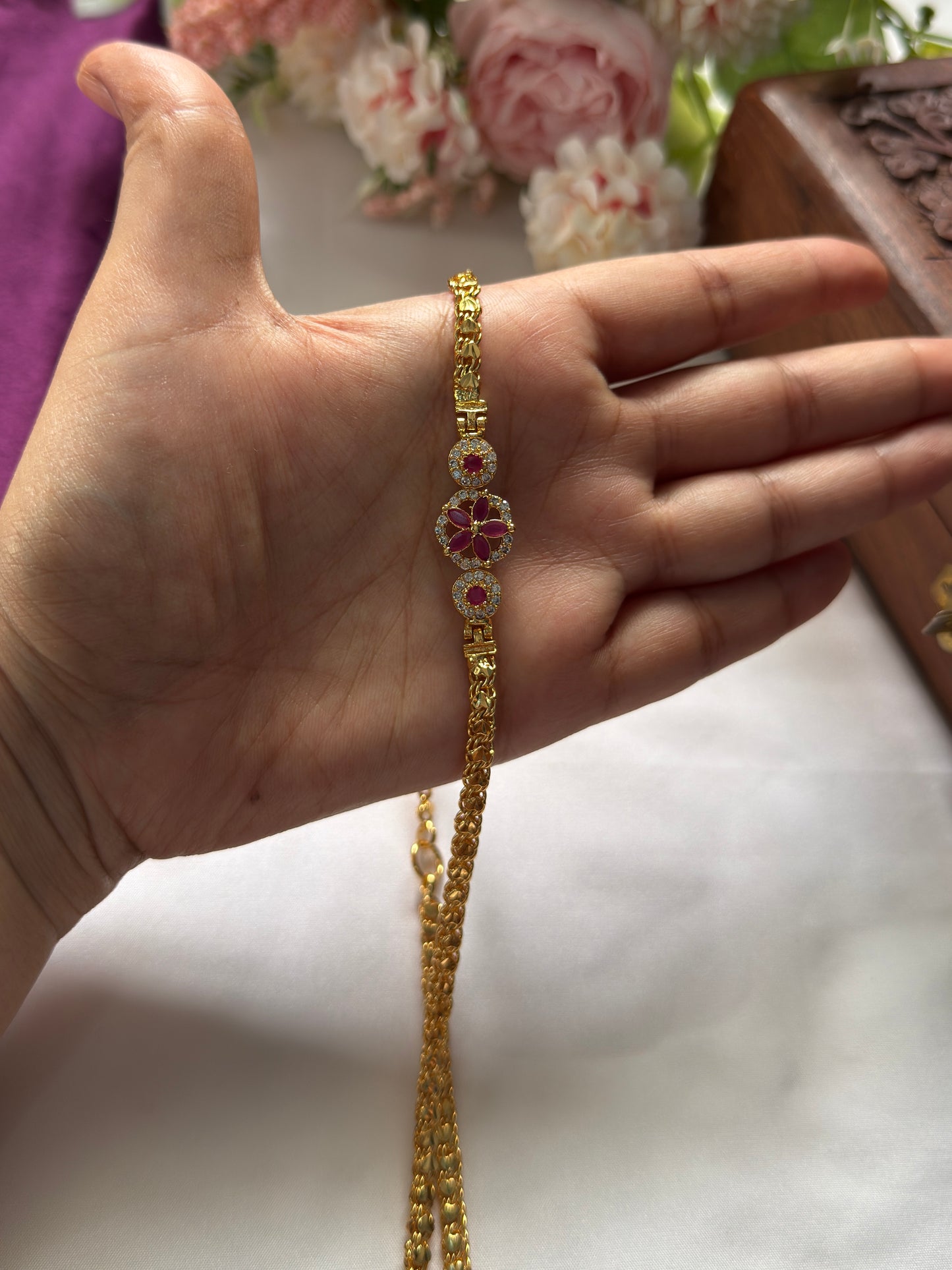Floral Pink Mugappu Chain