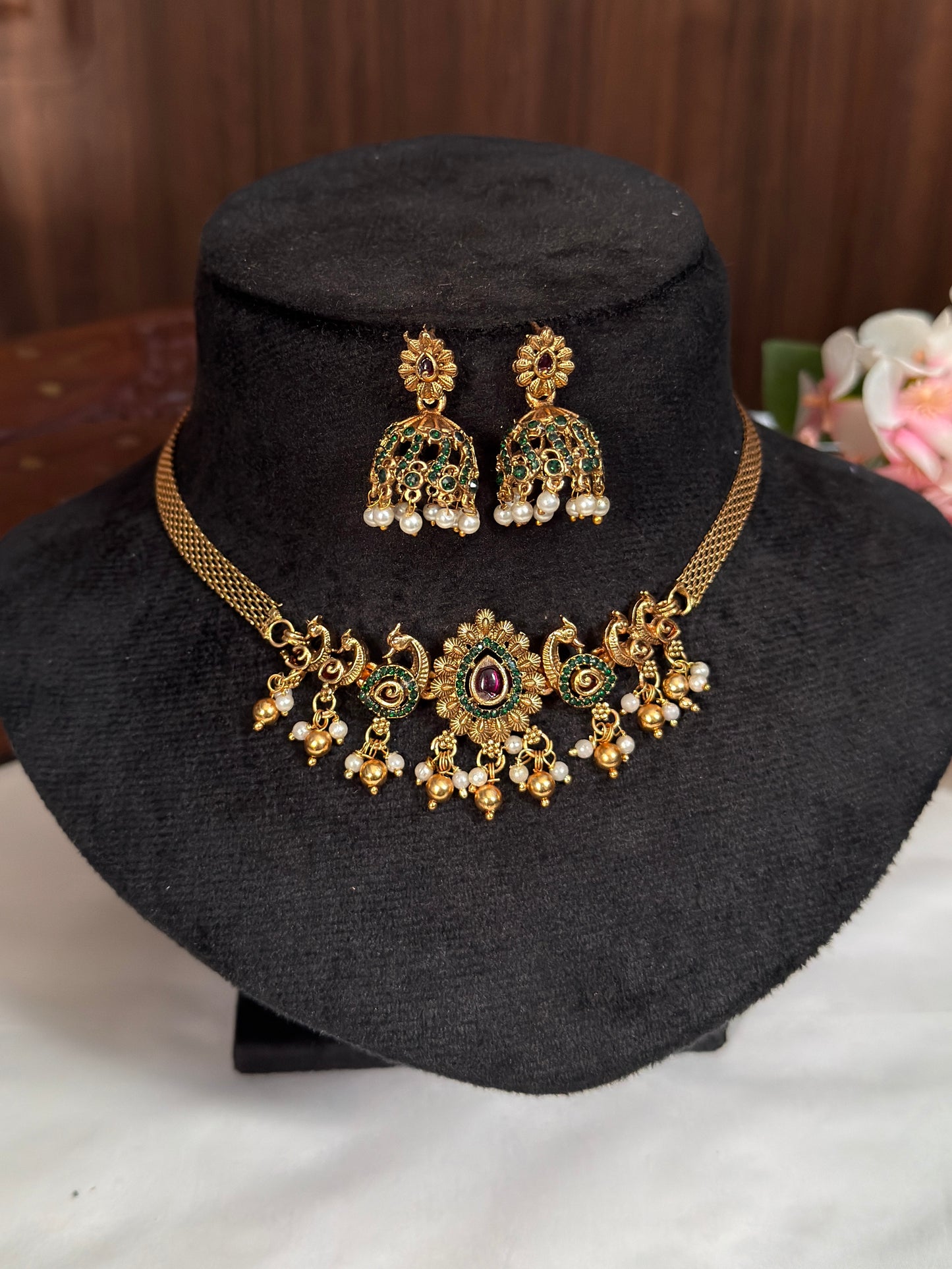 Floral Peacock Necklace