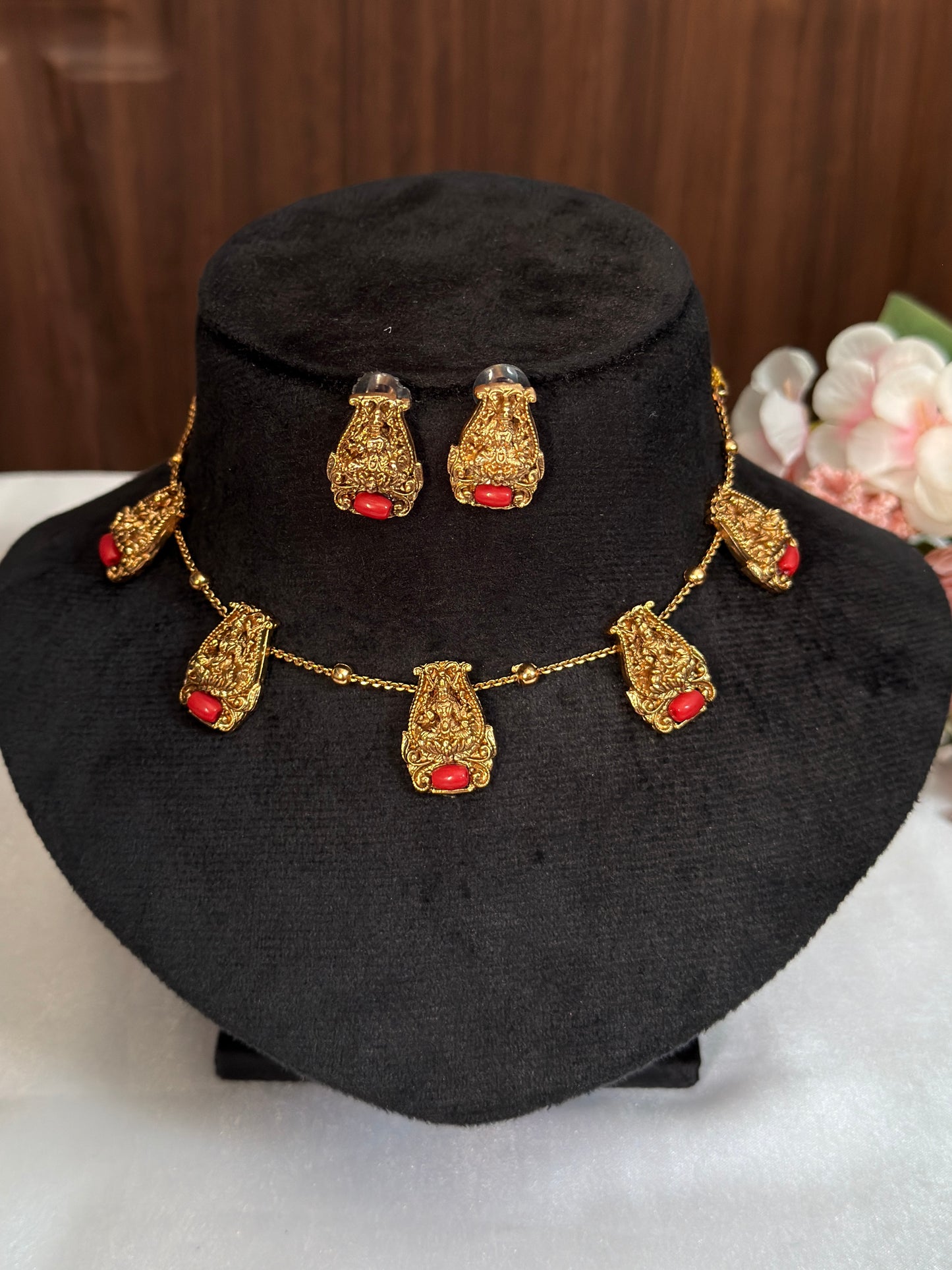 Coral Lakshmi Choker