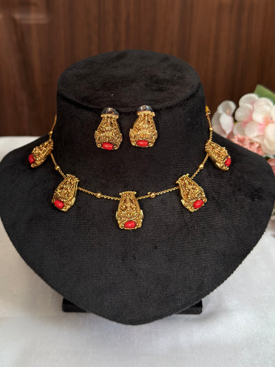 Coral Lakshmi Choker