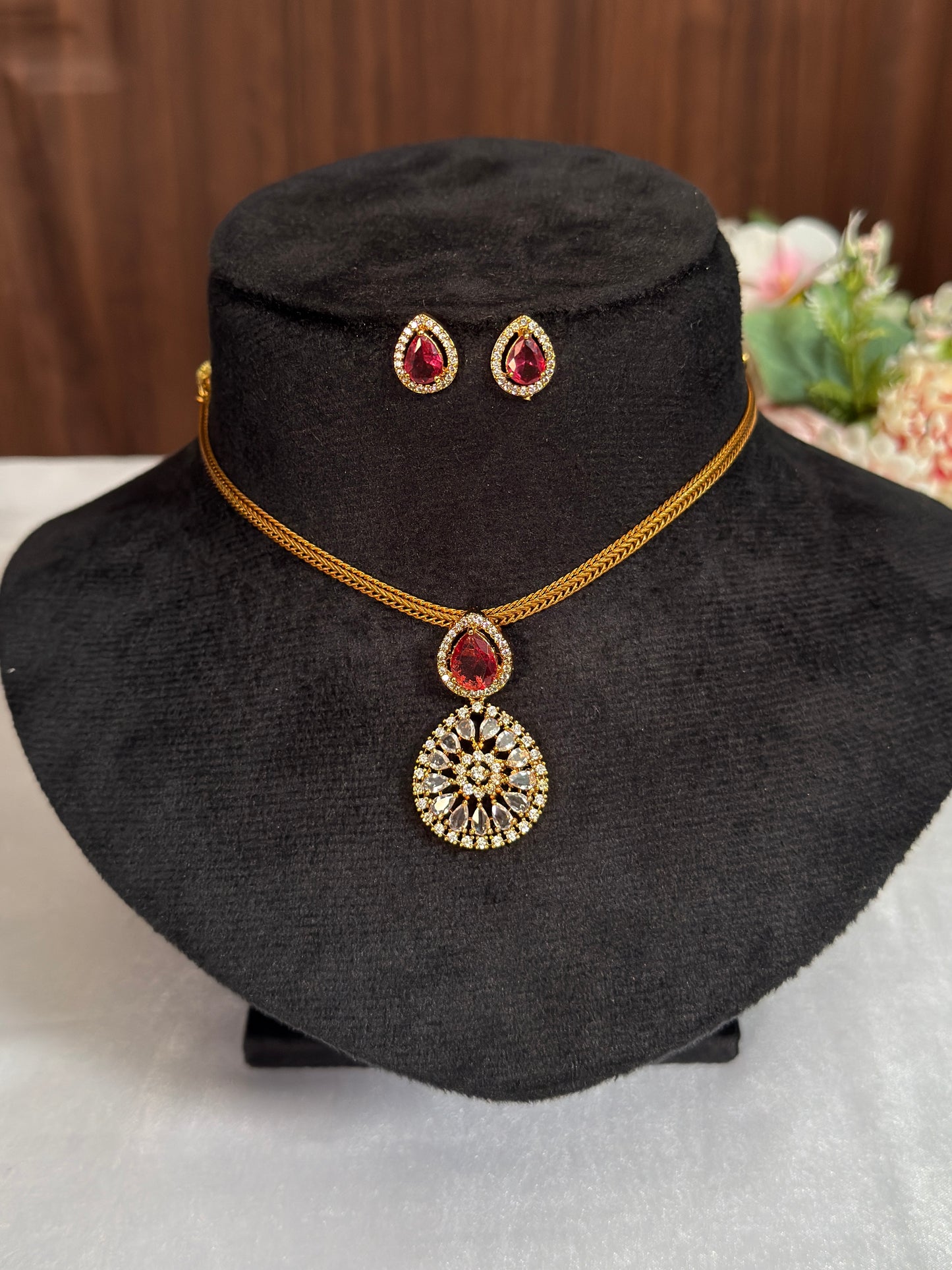 AD Stone Simple Necklace