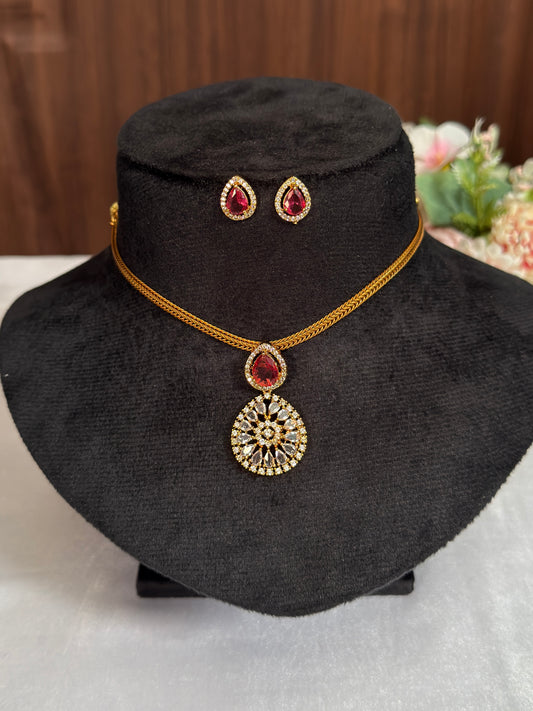 AD Stone Simple Necklace DIA65