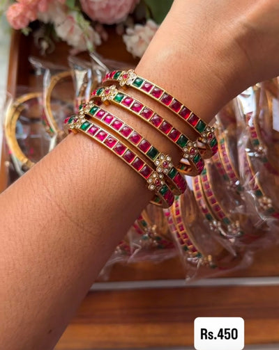 Ruby stone combo 4 bangles B66