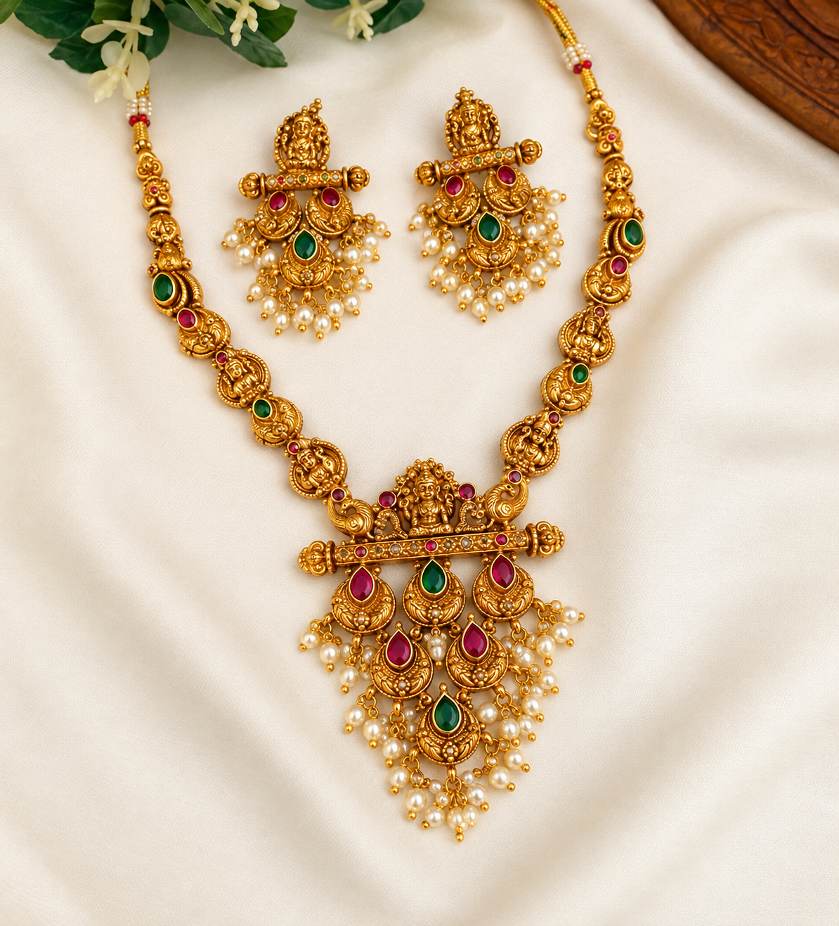 Lakshmi Pearl Hanging Necklace NE175