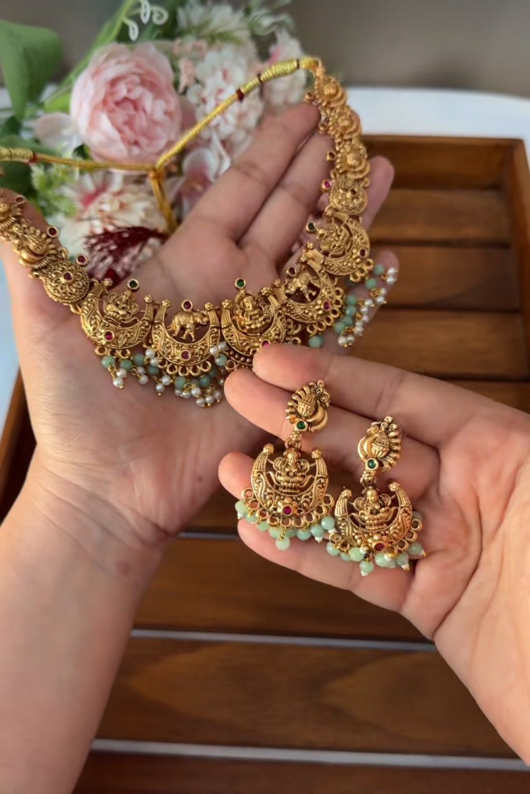 Lakshmi with Moon Design Necklace NE179