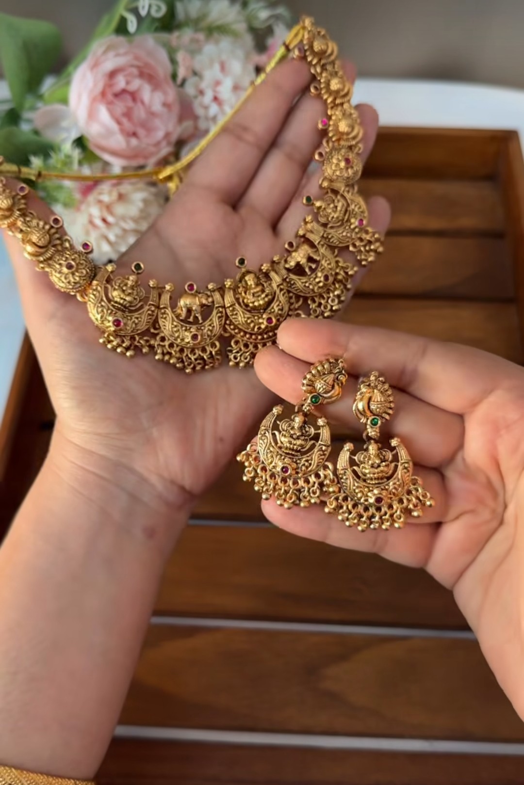Lakshmi with Moon Design Necklace NE179